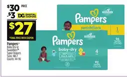 Dollar General Pampers Super Diapers offer