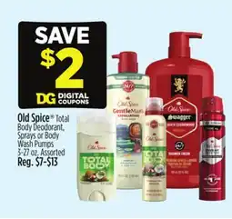 Dollar General Old Spice Total Body Deodorant, Sprays or Body Wash Pumps offer