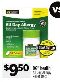 Dollar General DG health All Day Allergy Relief offer