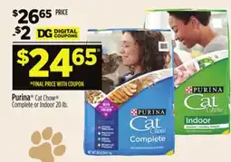 Dollar General Purina Cat Chow Complete or Indoor offer