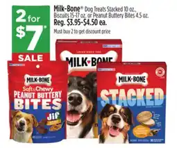 Dollar General Milk-Bone Dog Treats Stacked 10 oz., Biscuits 15-17 oz. or Peanut Buttery Bites 4.5 oz offer