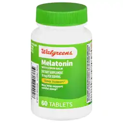 Walgreens Melatonin with Lemon Balm 10 mg Tablets (60 days) offer