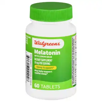 Walgreens Melatonin with Lemon Balm 10 mg Tablets (60 days) offer