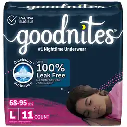 Walgreens Girls' Nighttime Bedwetting Underwear Large (68-95 lbs) offer