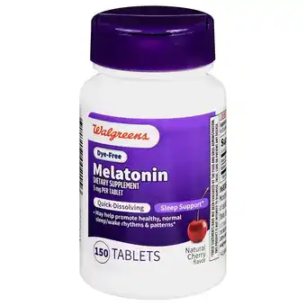 Walgreens Dye-Free Melatonin 5 mg Tablets (150 days) Natural Cherry offer
