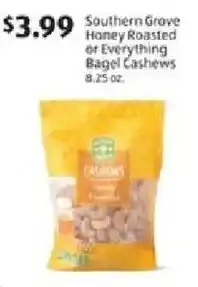 Aldi Southern Grove Honey Roasted or Everything Bagel Cashews offer