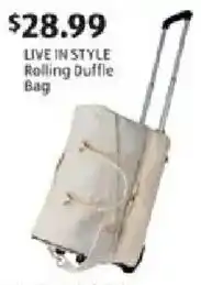 Aldi Live in style rolling duffle bag offer