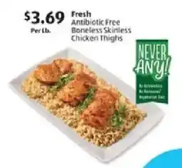 Aldi Fresh antibiotic free boneless skinless chicken thighs offer