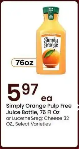 Albertsons Simply Orange Pulp Free Juice Bottle offer