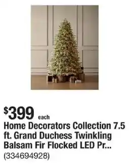 The Home Depot Home Decorators Collection 7.5 ft. Grand Duchess Twinkling Balsam Fir Flocked LED Pr... offer