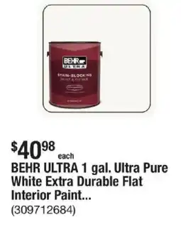 The Home Depot Behr ultra ultra pure white extra durable flat interior paint... offer