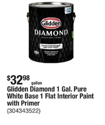 Glidden Diamond 1 Gal. Pure White Base 1 Flat Interior Paint with Primer
