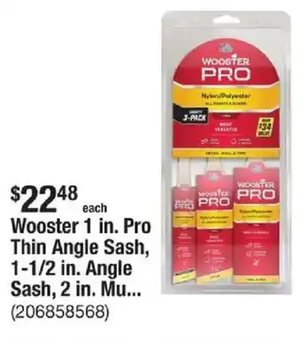 Wooster 1 in.PRO PRO Pro Thin Angle Sash, 1-1/2 in. Angle Sash, 2 in. Mu...