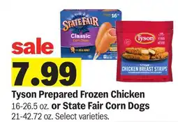 Meijer Tyson Prepared Frozen Chicken 16-26.5 oz. or State Fair Corn Dogs 21-42.72 oz offer