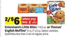 Meijer Entenmann's Little Bites 7-9.5 oz. or Thomas' English Muffins 6 ct./7-13 oz offer