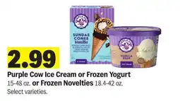 Meijer Purple Cow Ice Cream or Frozen Yogurt 15-48 oz. or Frozen Novelties 18.4-42 oz offer