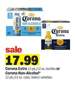 Meijer Corona Extra 12 pk./12 oz. bottles or Corona Non-Alcohol* 12 pk./12 oz. cans offer