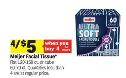 Meijer Meijer Facial Tissue Flat 120-160 ct. or cube 60-70 ct offer