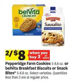 Meijer Pepperidge Farm Cookies 5-8.6 oz. or belVita Breakfast Biscuits or Snack Bites* 5-8.8 oz offer
