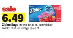 Meijer Ziploc Bags Freezer 10-38 ct., sandwich or snack 150 ct. or storage 12-48 ct offer