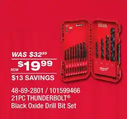 Fleet Farm MILWAUKEE 21PC THUNDERBOLT Black Oxide Drill Bit Set offer