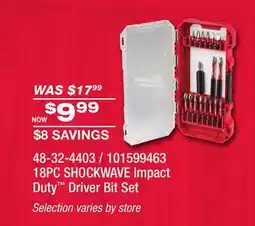 Fleet Farm 18PC SHOCKWAVE Impact Duty Driver Bit Set offer