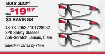 Fleet Farm 3PK Safety Glasses offer