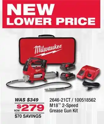 Fleet Farm MILWAUKEE M18 2-Speed Grease Gun Kit offer
