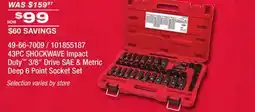 Fleet Farm MILWAUKEE 43 pc SHOCKWAVE Impact Duty 38 in Drive SAE Metric Deep 6 Point Socket Set offer