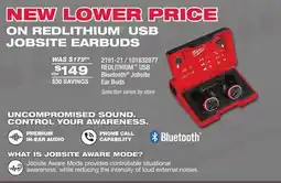 Fleet Farm Milwaukee REDLITHIUM USB Bluetooth Jobsite Ear Buds offer