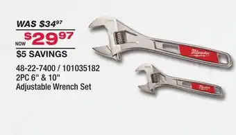 Fleet Farm MILWAUKEE 2PC 6 & 10 Adjustable Wrench Set offer