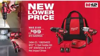 Fleet Farm M12 2-Tool Combo Kit 3/8 Drill/Driver & 1/4 Hex Impact Driver offer