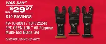 Fleet Farm Milwaukee OPEN-LOK All-Purpose Multi-Tool Blade Set offer