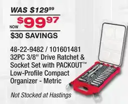 Fleet Farm 32PC 3/8 Drive Ratchet & Socket Set with PACKOUT Low-Profile Compact Organizer Metric offer