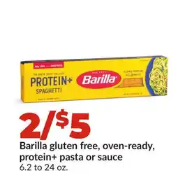 Hy-Vee Barilla gluten free, oven-ready, protein + pasta or sauce offer