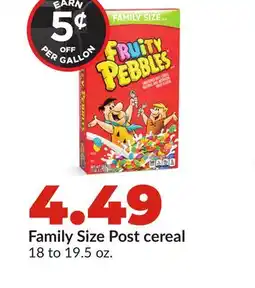 Hy-Vee Family Size Post cereal offer