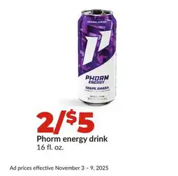 Hy-Vee Phorm energy drink offer