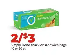 Hy-Vee Simply Done snack or sandwich bags offer