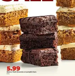 Hy-Vee Bakery-fresh brownies or pumpkin bars offer