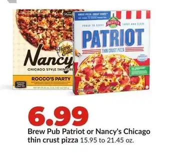 Hy-Vee Brew Pub Patriot or Nancy's Chicago thin crust pizza offer