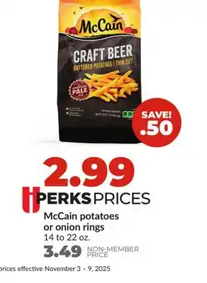 Hy-Vee McCain potatoes or onion rings offer