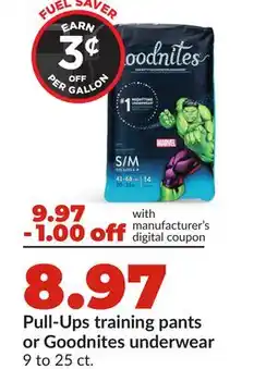 Hy-Vee Pull-Ups training pants or Goodnites underwear offer