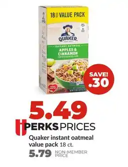 Hy-Vee Quaker instant oatmeal value pack offer