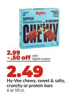 Hy-Vee Hy-Vee chewy, sweet & salty, crunchy or protein bars offer
