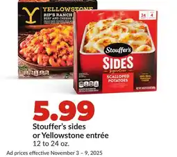 Hy-Vee Stouffer's sides or Yellowstone entrée offer