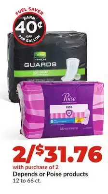 Hy-Vee Depends or Poise products offer