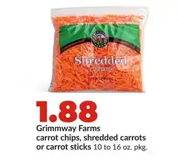 Hy-Vee Grimmway Farms carrot chips, shredded carrots or carrot sticks offer