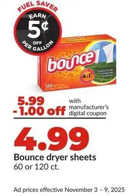 Hy-Vee Bounce dryer sheets offer