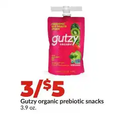 Hy-Vee Gutzy organic prebiotic snacks offer