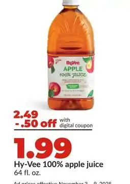 Hy-Vee Hy-Vee 100% apple juice offer